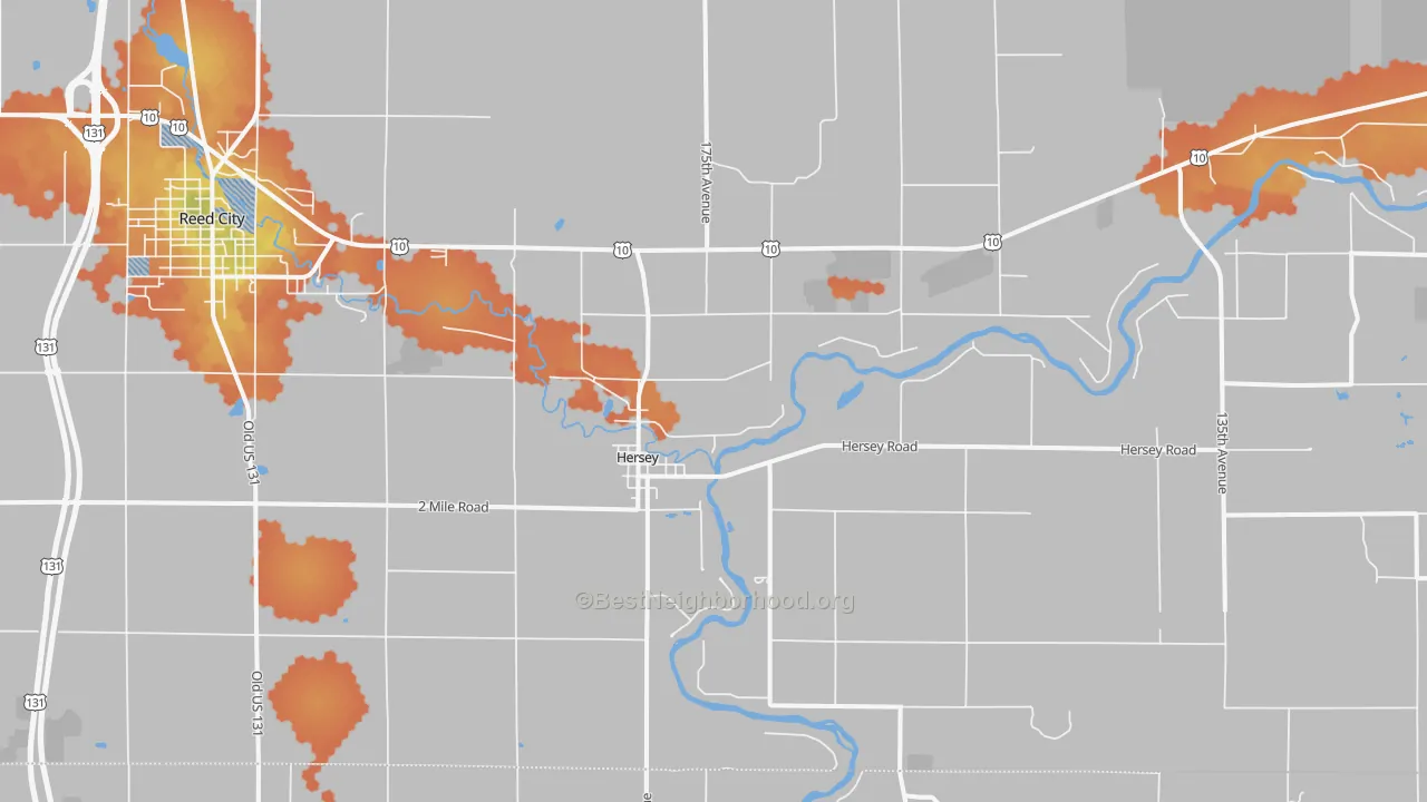 Bike Grade map of Hersey, MI
