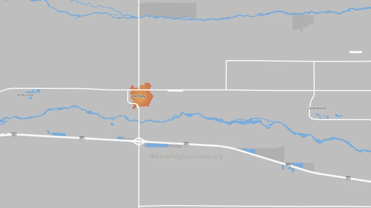 Bike Grade map of Hershey, NE