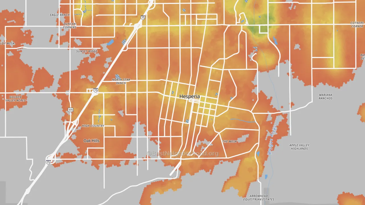 Bike Grade map of Hesperia, CA