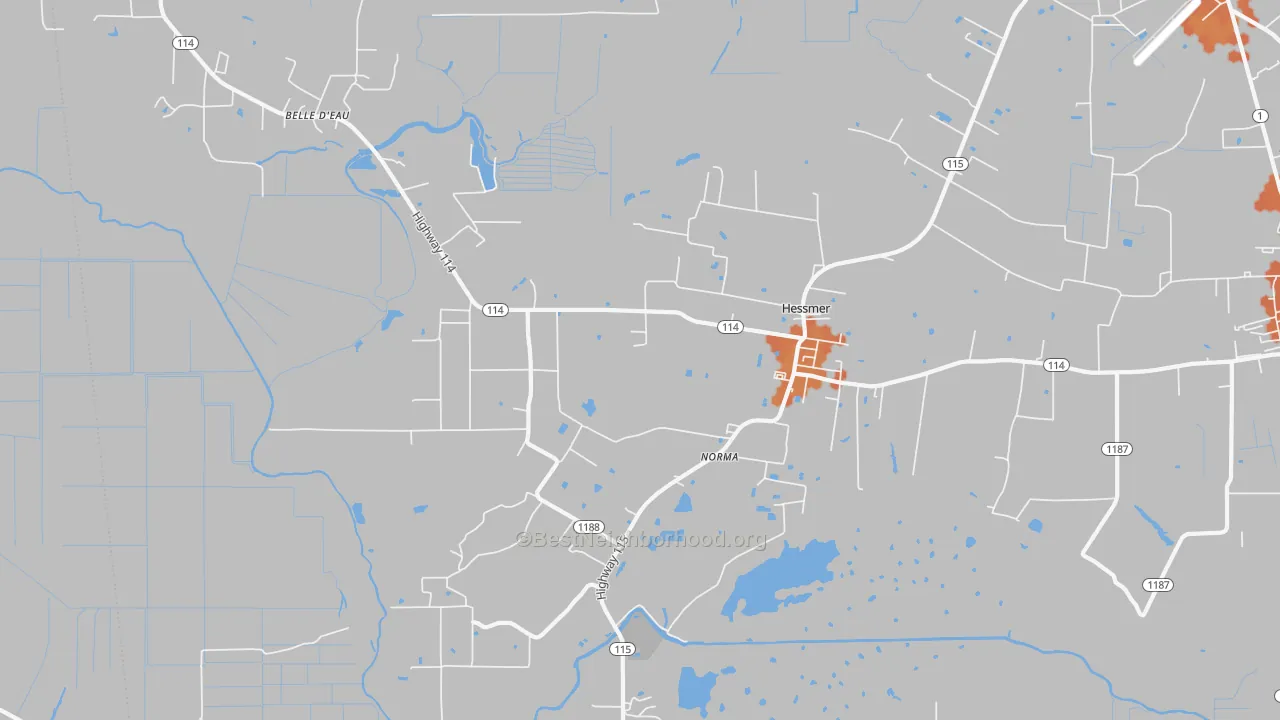 Bike Grade map of Hessmer, LA