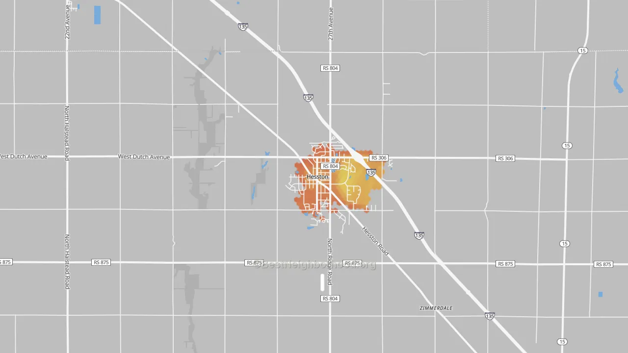 Bike Grade map of Hesston, KS