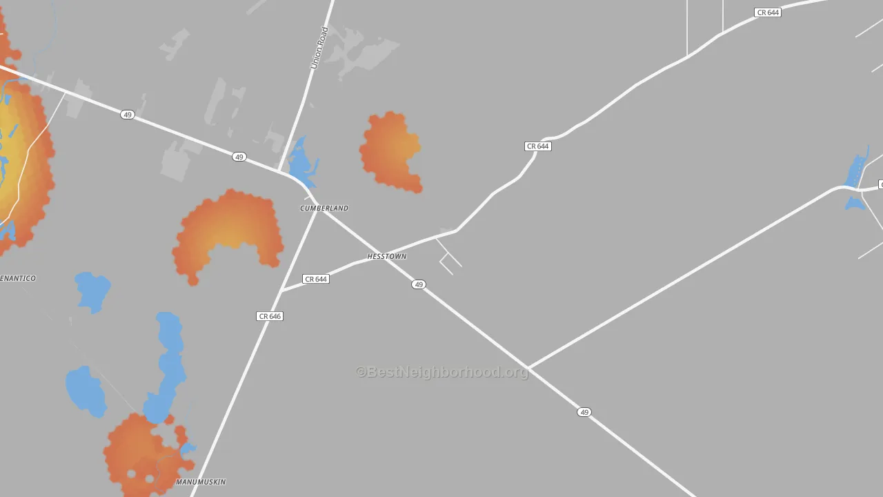 Bike Grade map of Hesstown, NJ