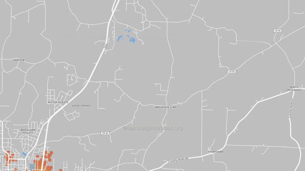 Bike Grade map of Hester Heights, AL