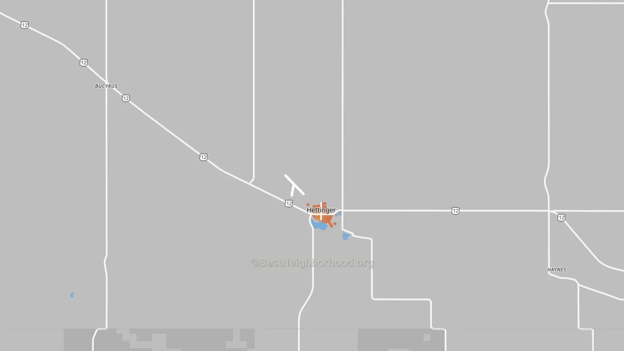 Bike Grade map of Hettinger, ND