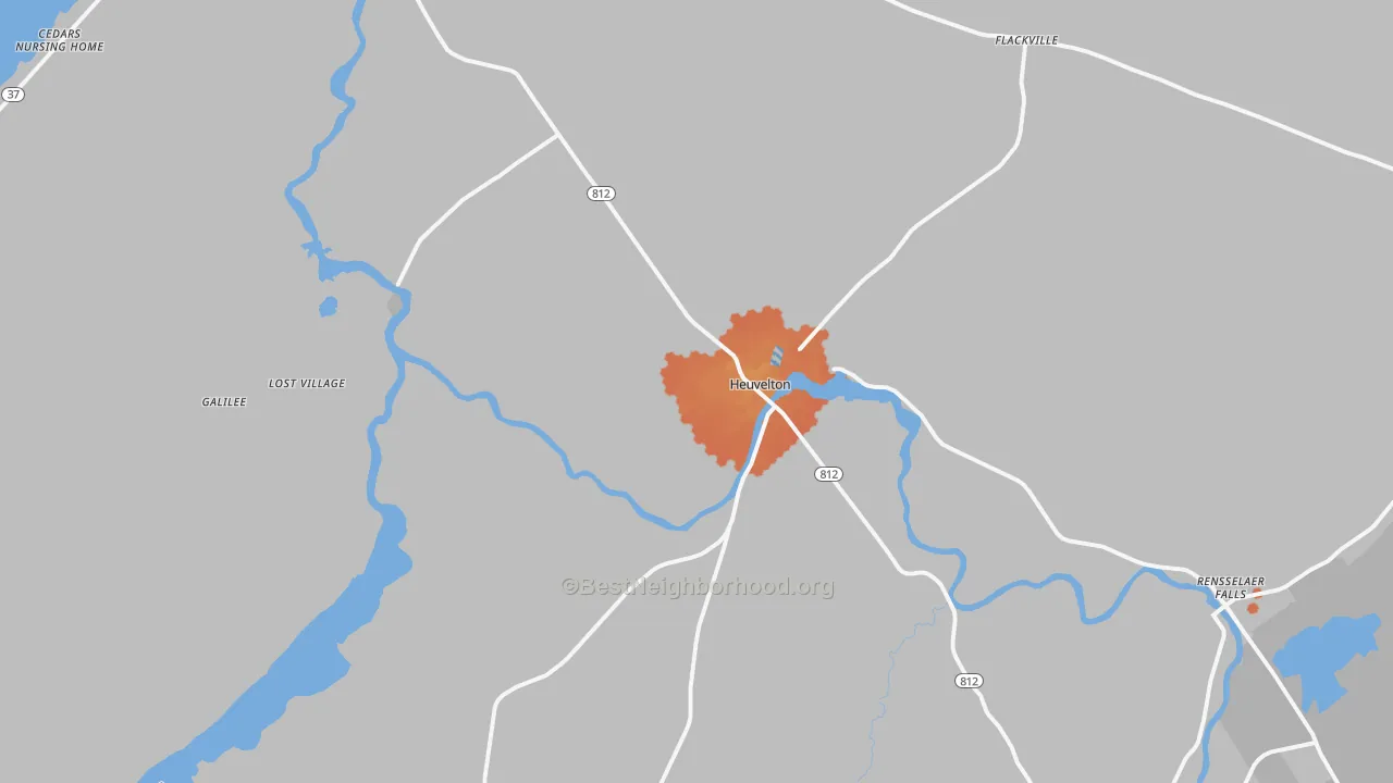 Bike Grade map of Heuvelton, NY