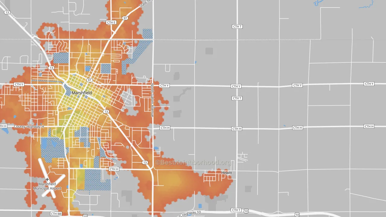 Bike Grade map of Hewitt, WI