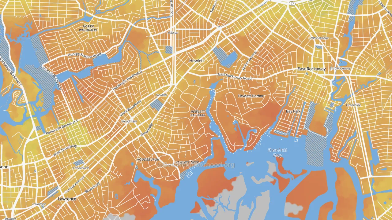Bike Grade map of Hewlett Bay Park, NY