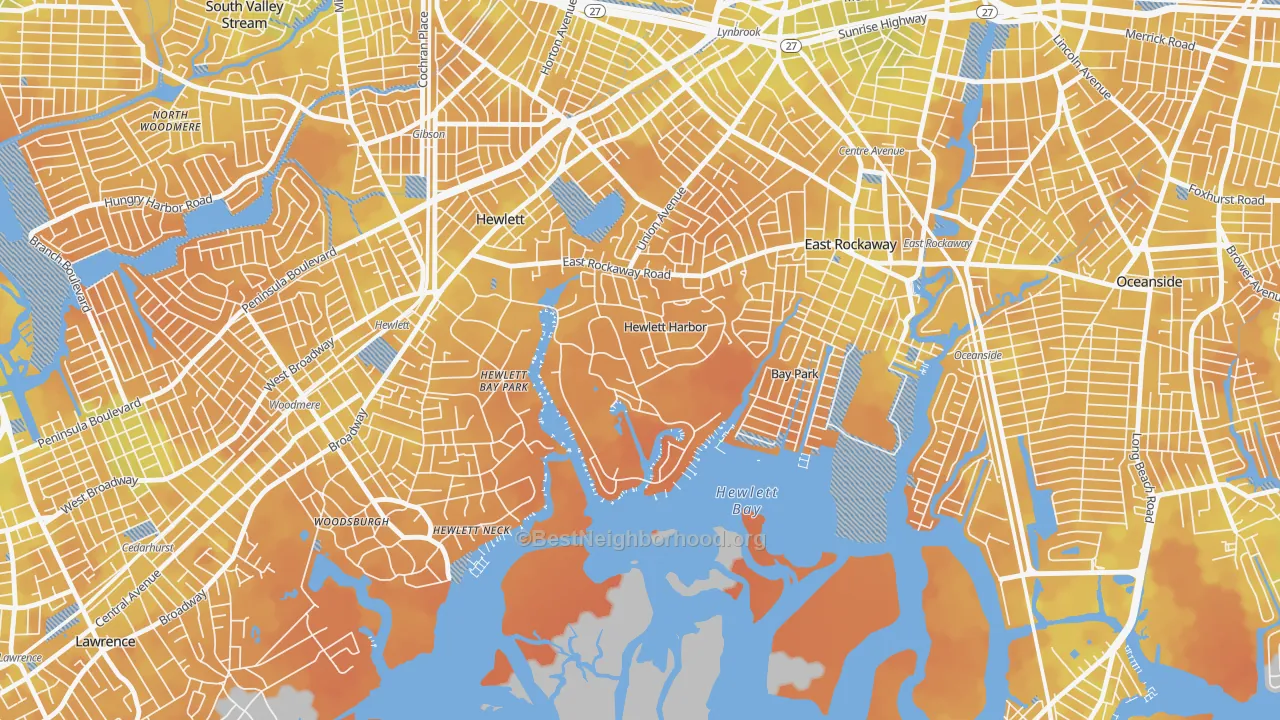 Bike Grade map of Hewlett Harbor, NY