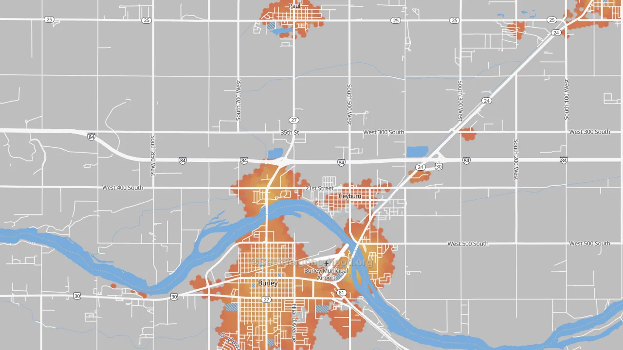 Bike Grade map of Heyburn, ID