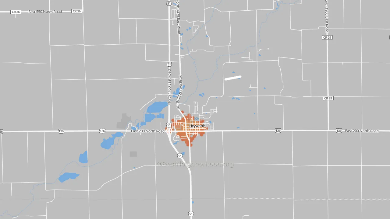 Bike Grade map of Heyworth, IL