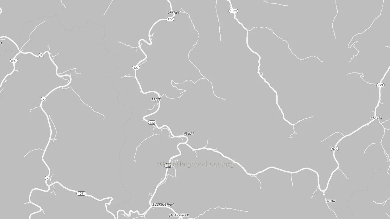 Bike Grade map of Hi Hat, KY
