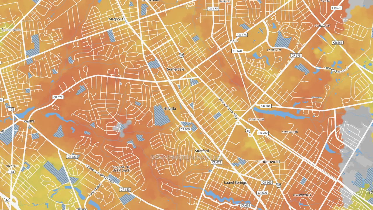 Bike Grade map of Hi-Nella, NJ