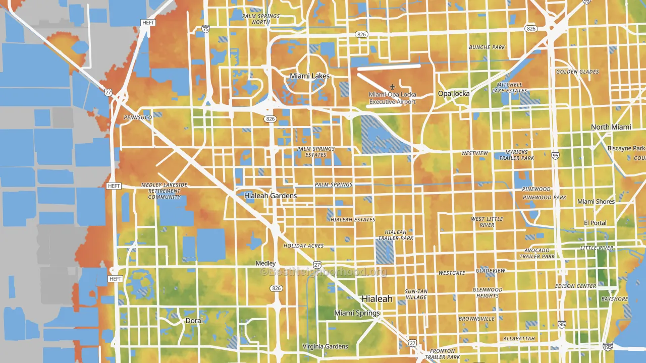 Bike Grade map of Hialeah, FL
