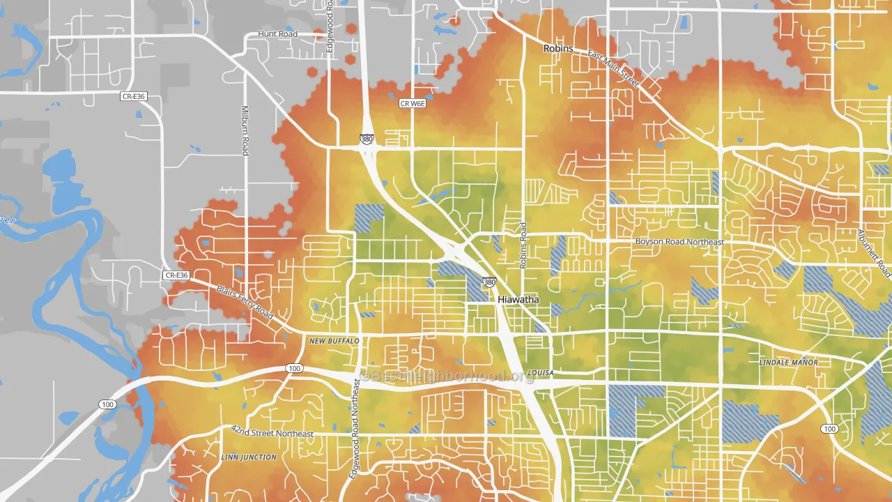 Bike Grade map of Hiawatha, IA