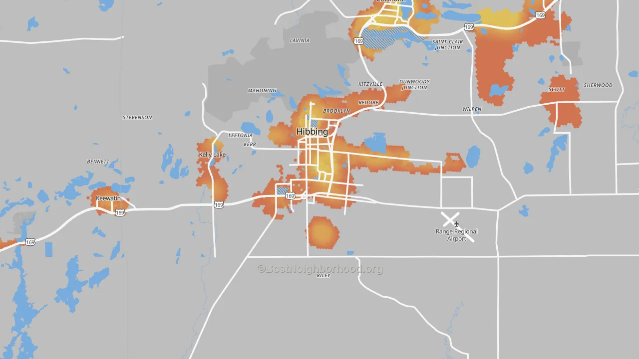 Bike Grade map of Hibbing, MN