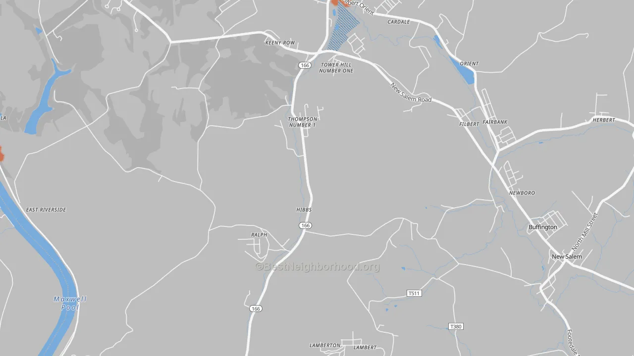 Bike Grade map of Hibbs, PA