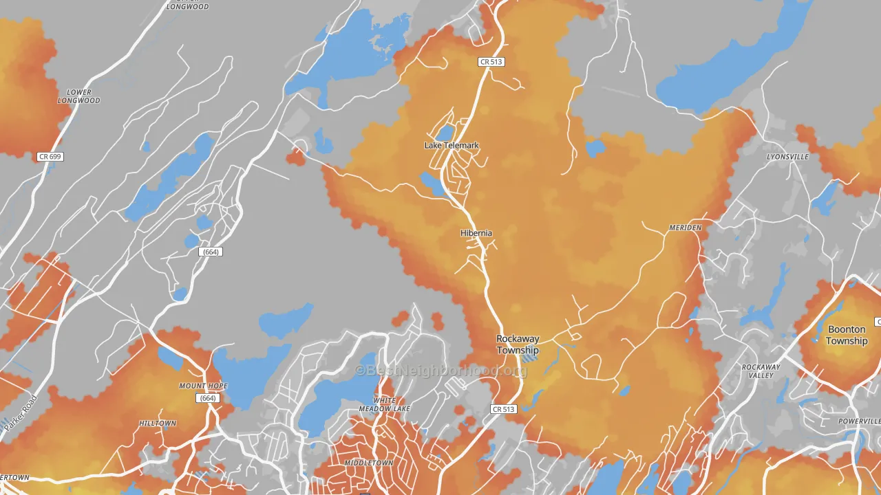 Bike Grade map of Hibernia, NJ