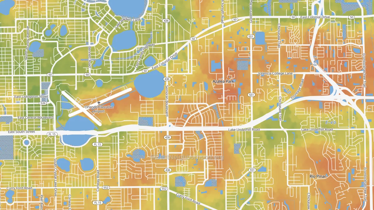Bike Grade map of Hibiscus, Azalea Park, FL