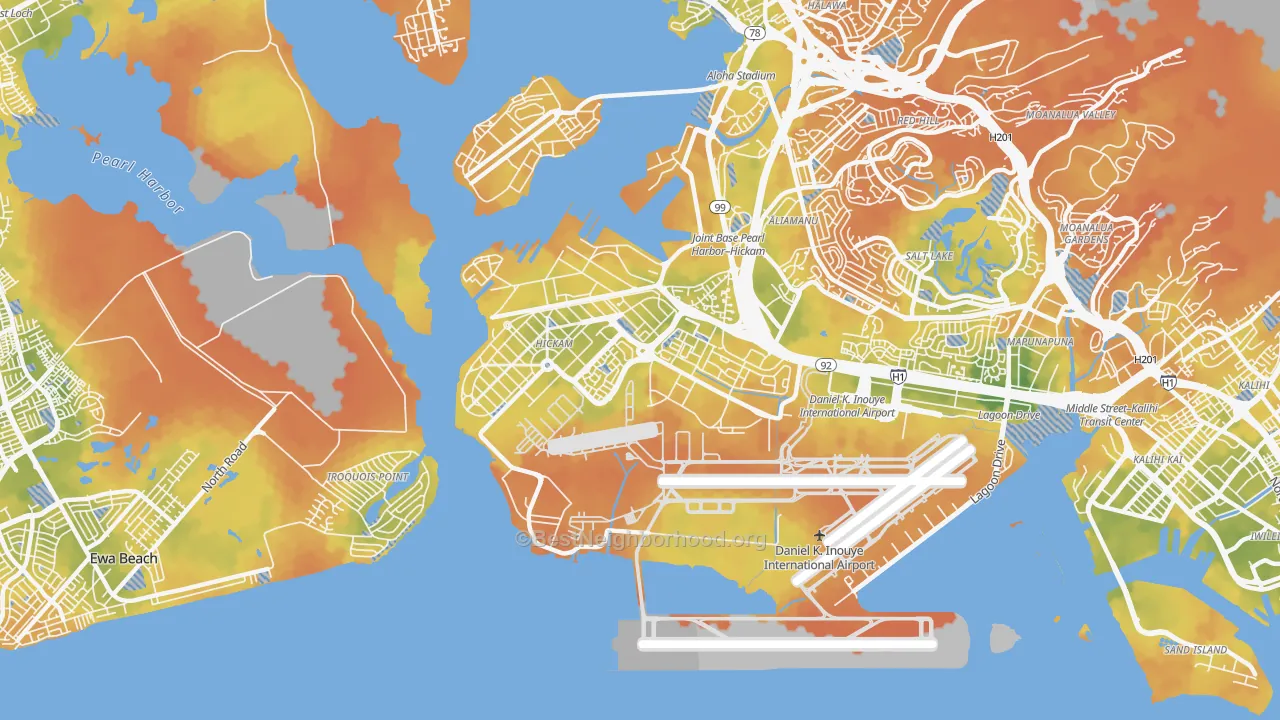 Bike Grade map of Hickam Housing, HI