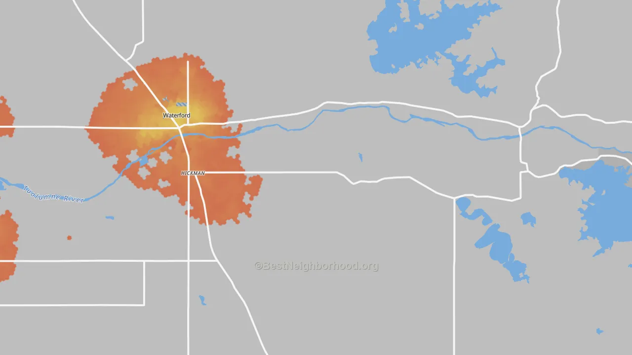 Bike Grade map of Hickman, CA