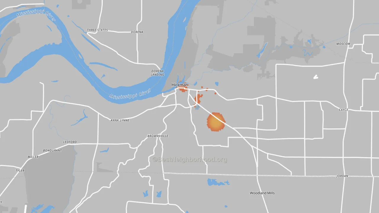Bike Grade map of Hickman, KY