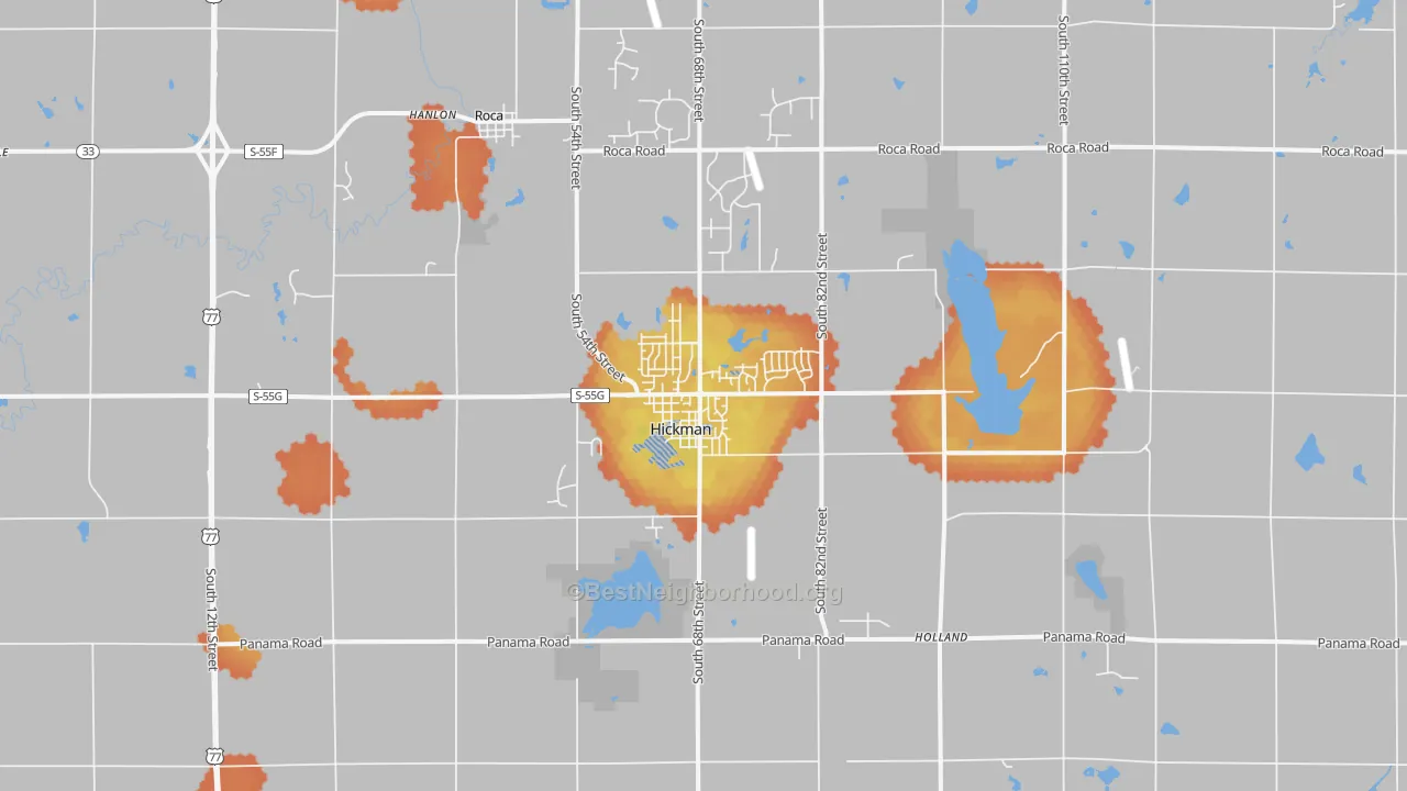 Bike Grade map of Hickman, NE