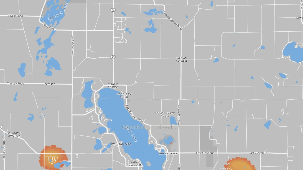 Bike Grade map of Hickory Corners, MI