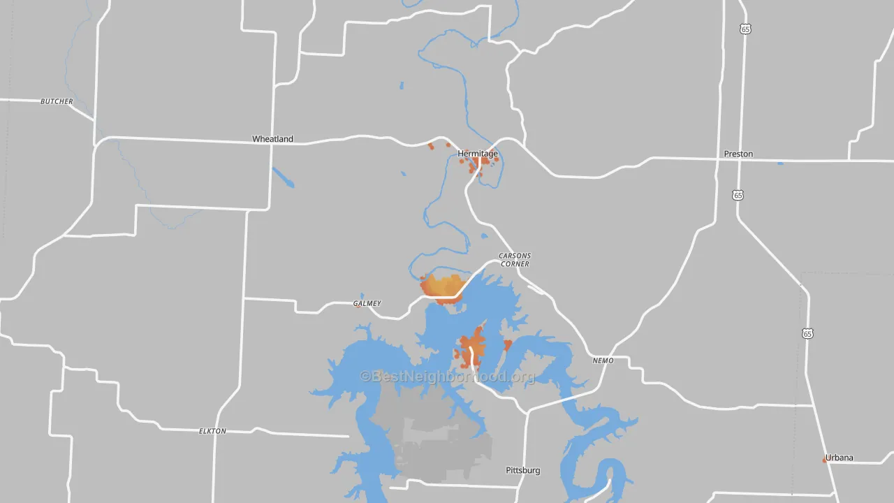 Bike Grade map of Hickory County, MO