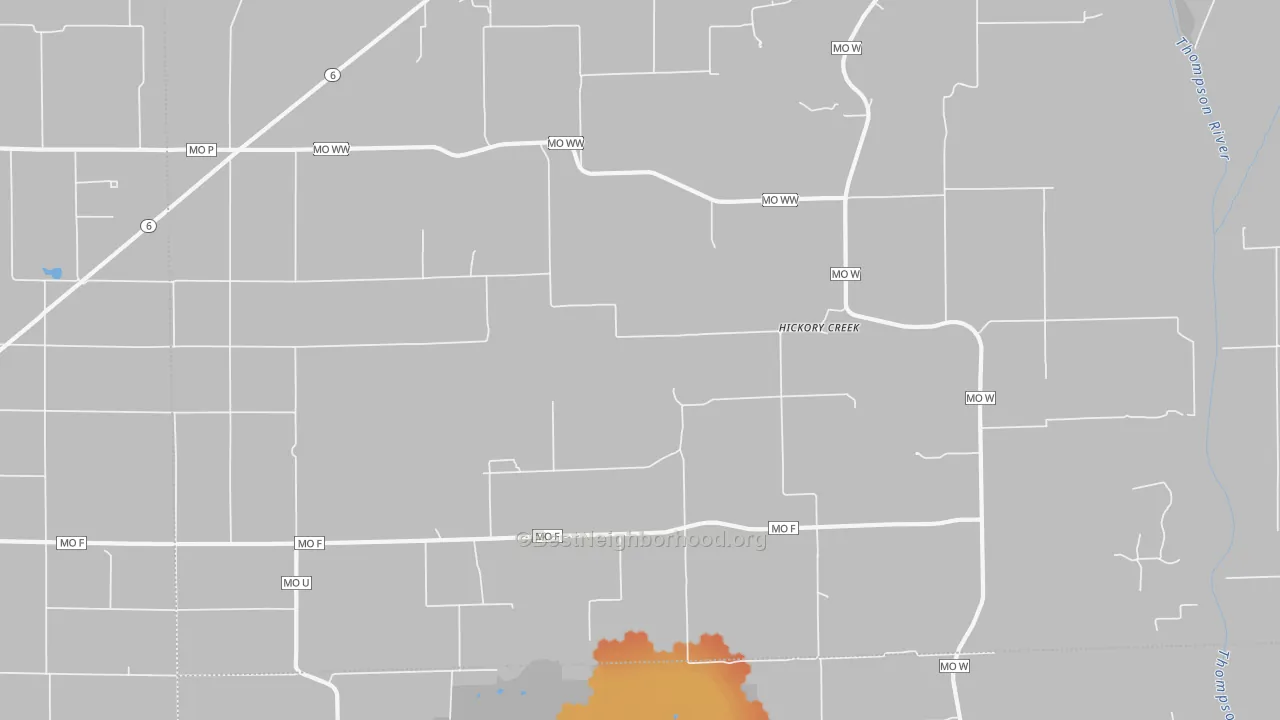 Bike Grade map of Hickory Creek, MO