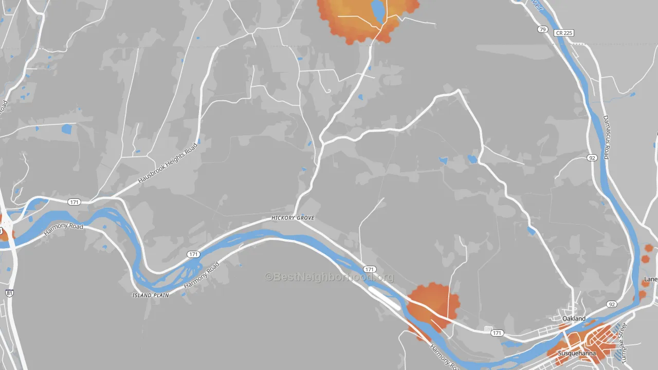 Bike Grade map of Hickory Grove, PA