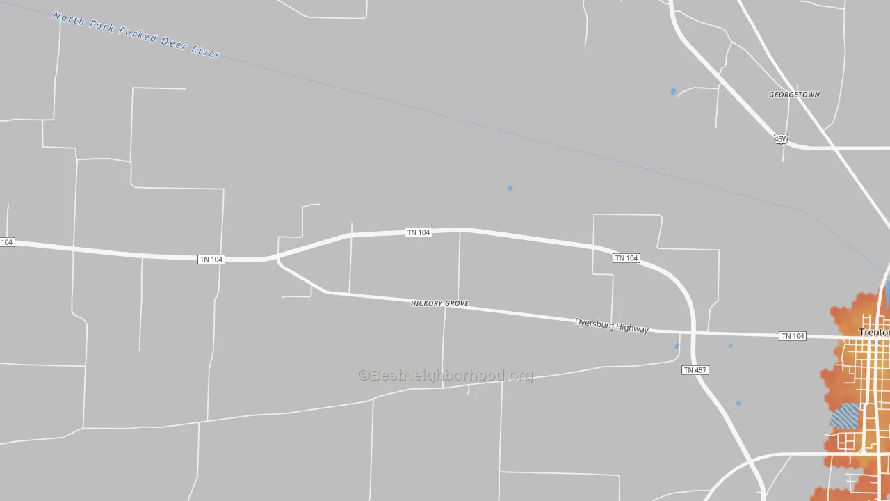 Bike Grade map of Hickory Grove, TN