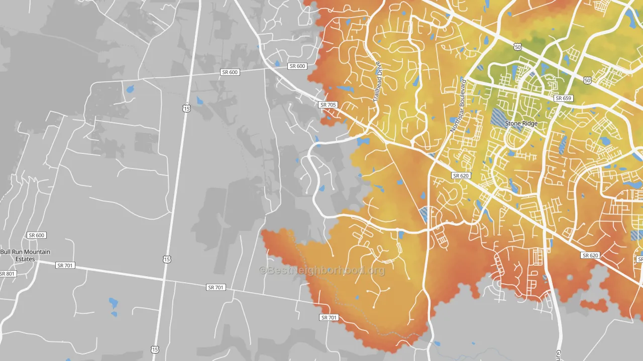 Bike Grade map of Hickory Grove, VA