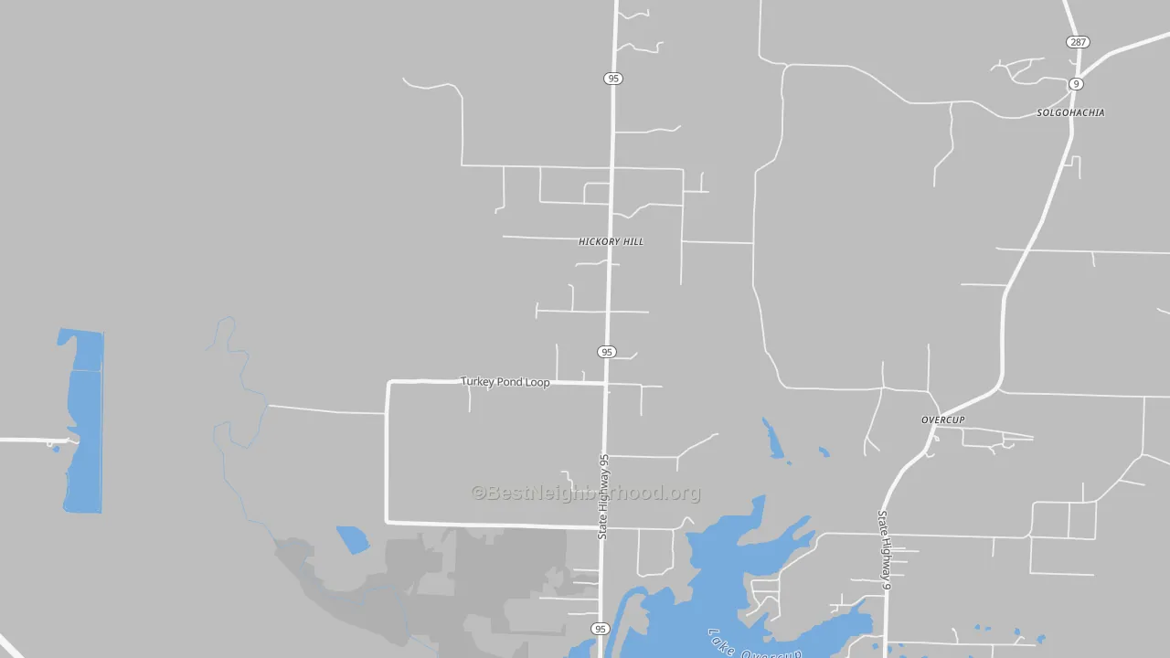 Bike Grade map of Hickory Hill, AR
