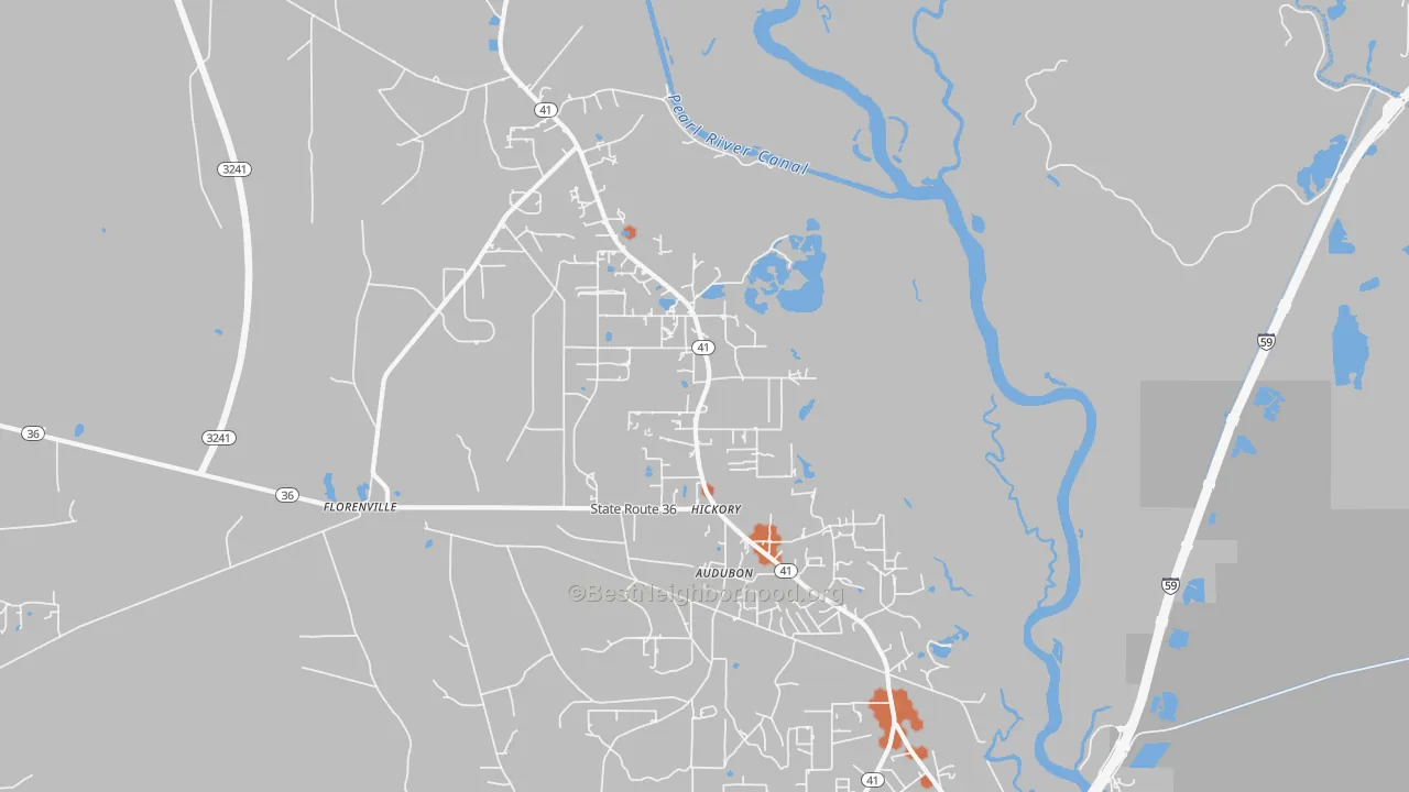 Bike Grade map of Hickory, LA