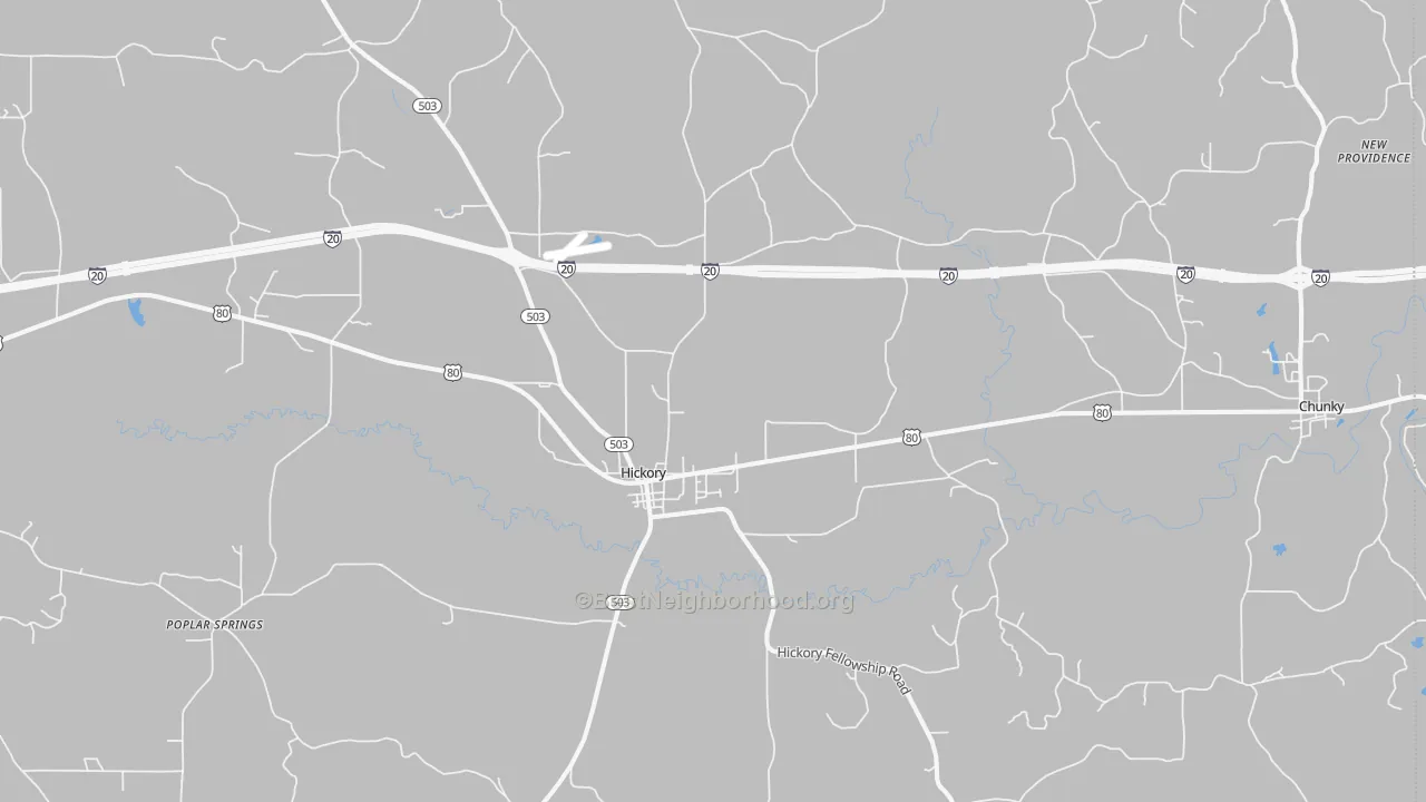 Bike Grade map of Hickory, MS