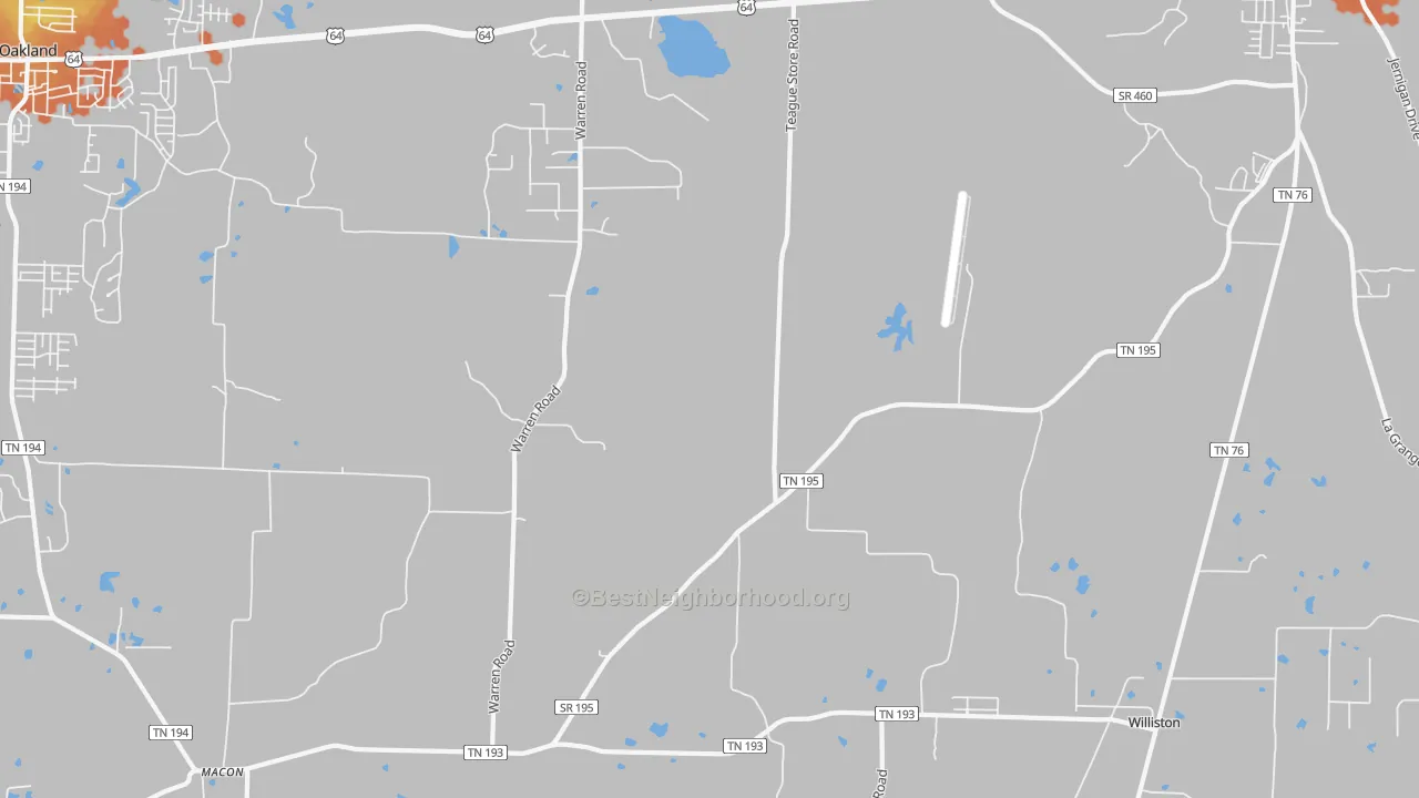 Bike Grade map of Hickory Withe, TN