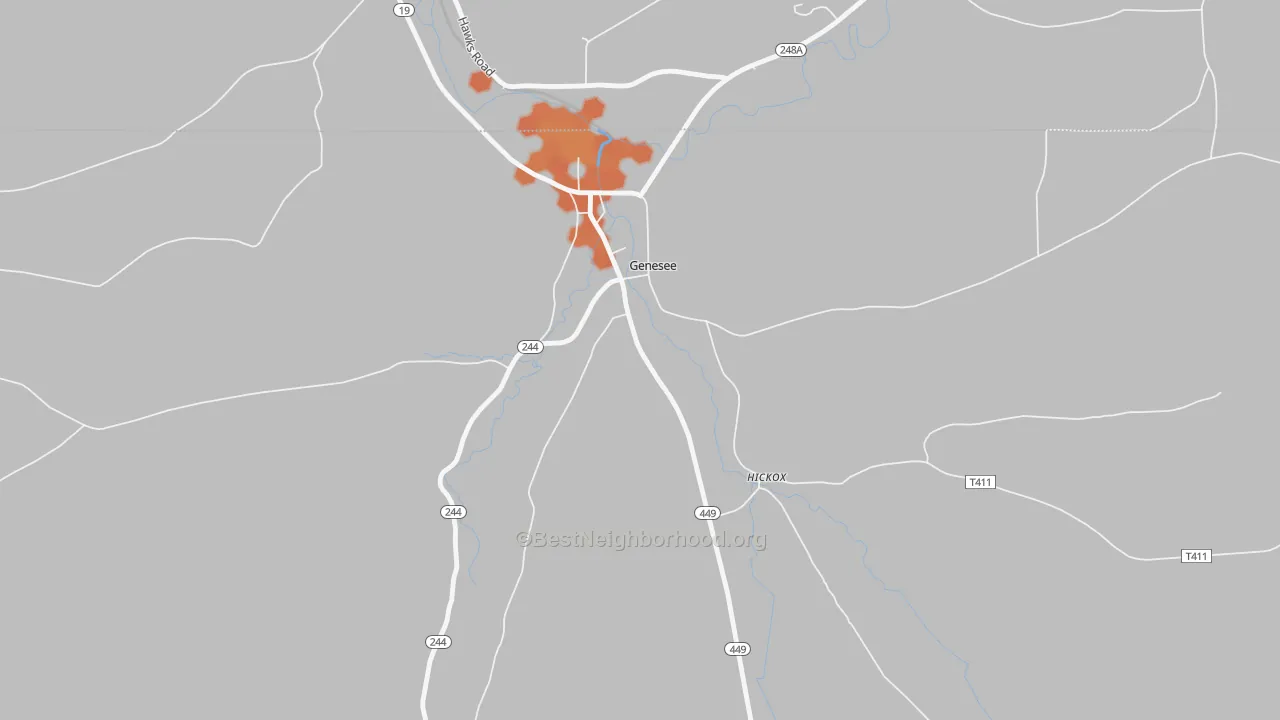 Bike Grade map of Hickox, PA