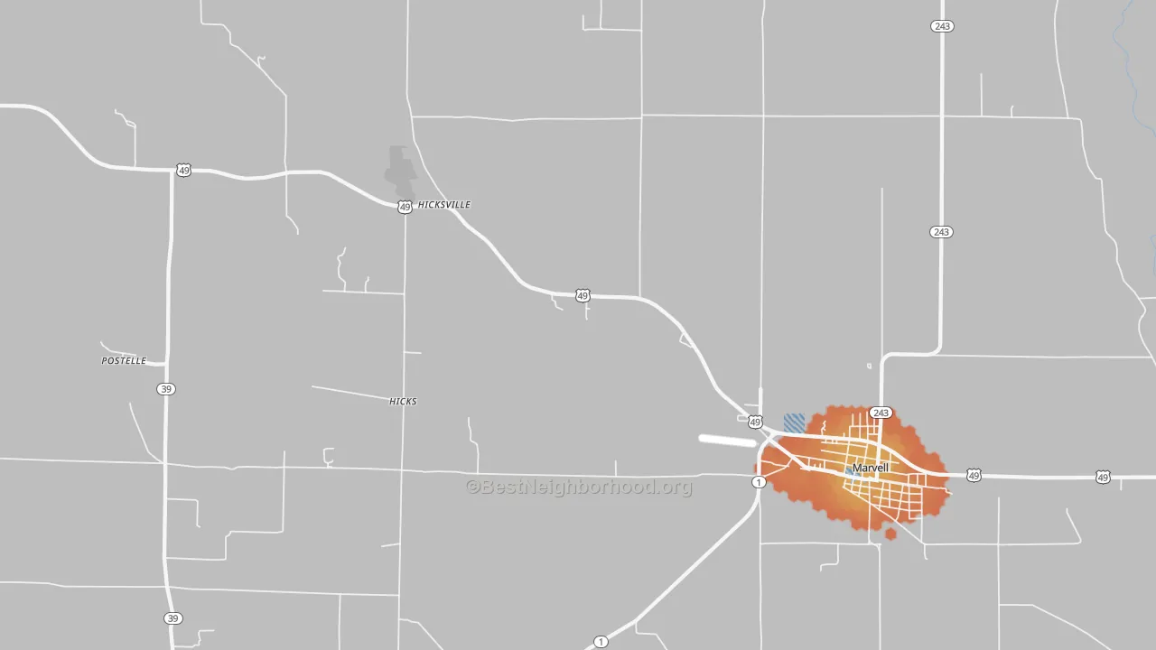 Bike Grade map of Hicks, AR
