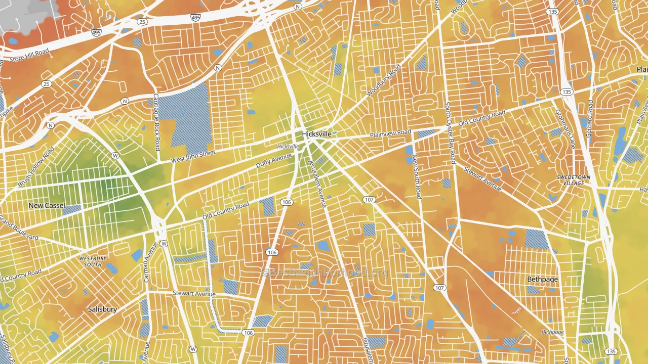 Bike Grade map of Hicksville, NY