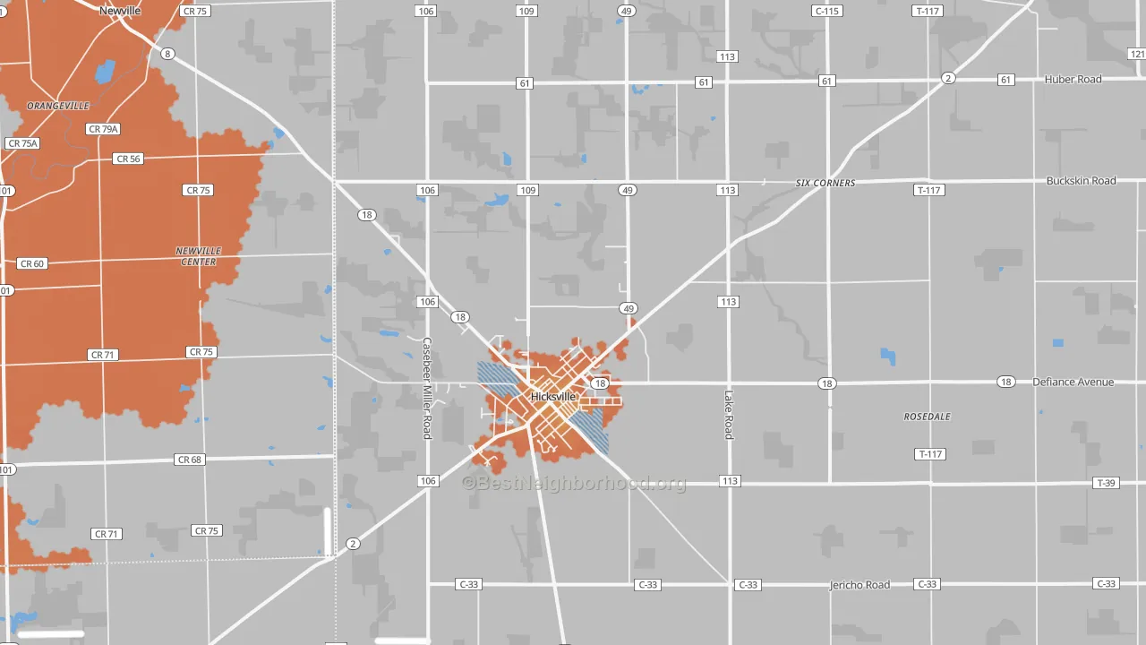 Bike Grade map of Hicksville, OH