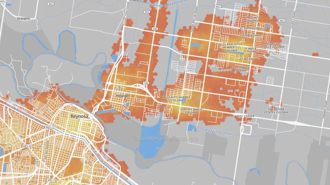 Bike Grade map of Hidalgo, TX