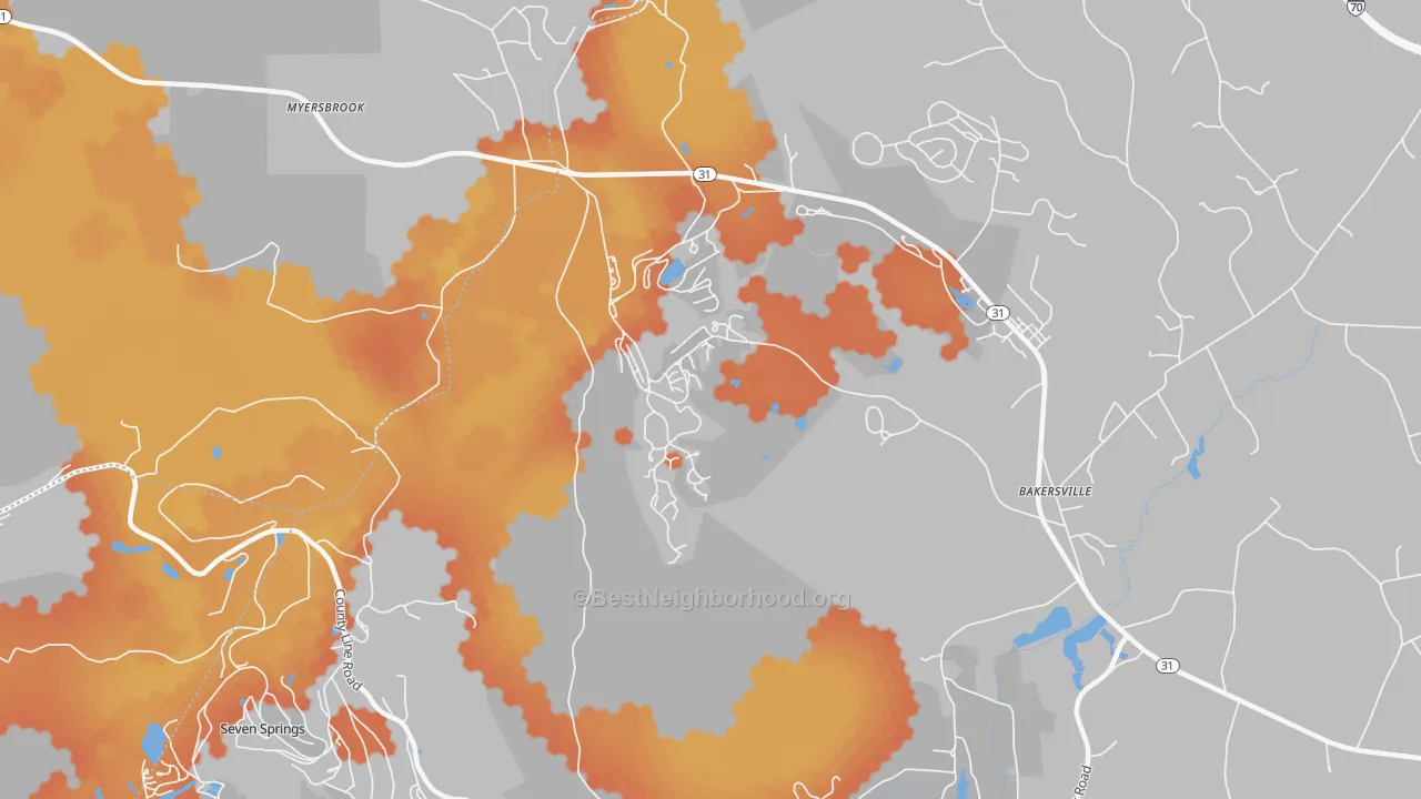 Bike Grade map of Hidden Valley, PA