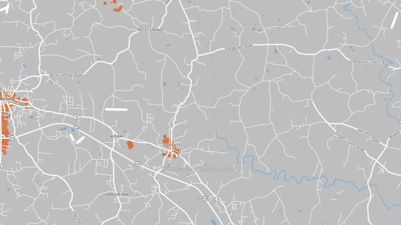 Bike Grade map of Hiddenite, NC