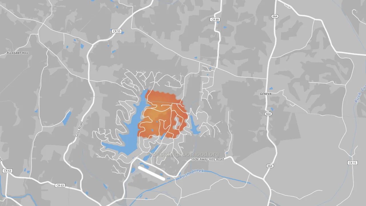 Bike Grade map of Hide-A-Way Hills, OH