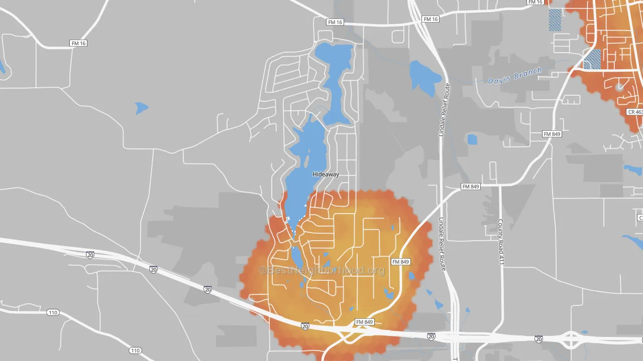 Bike Grade map of Hideaway, TX