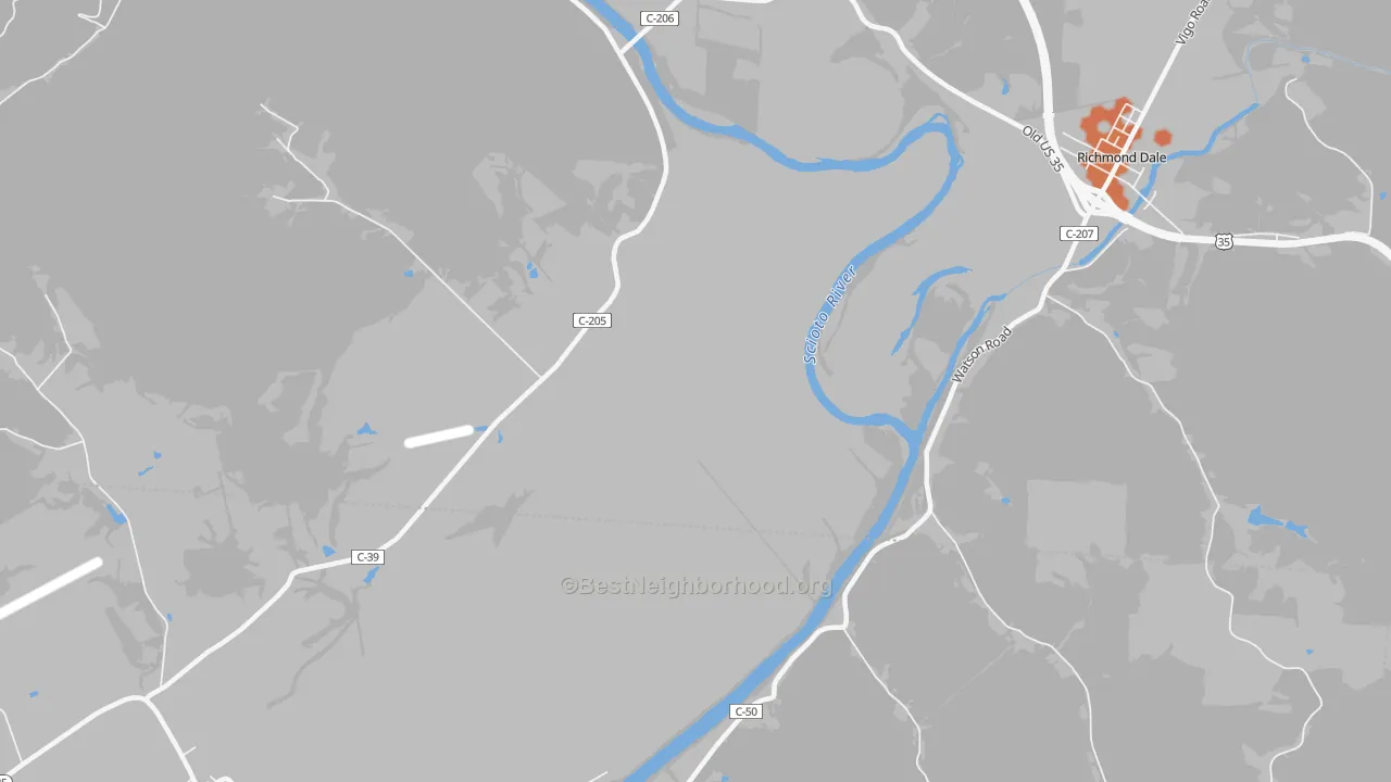 Bike Grade map of Higby, OH