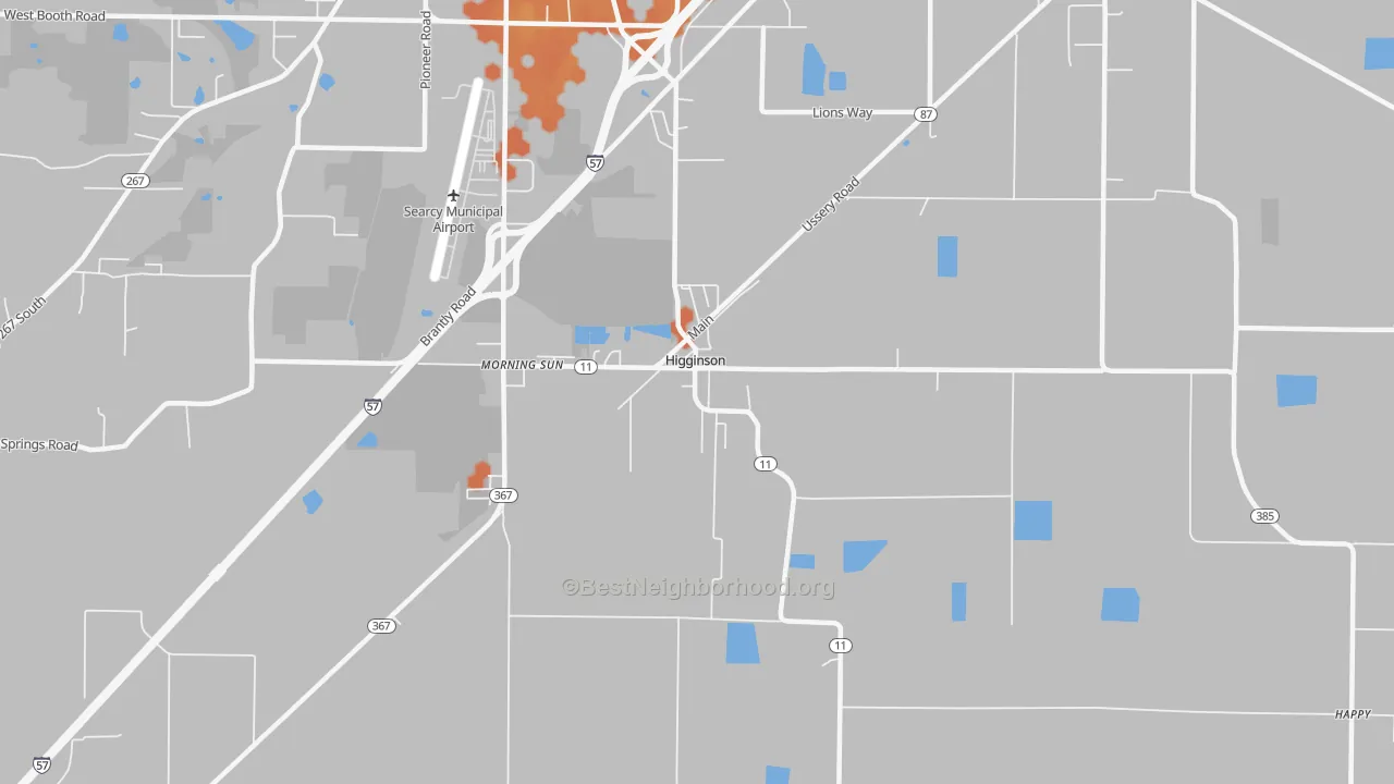 Bike Grade map of Higginson, AR