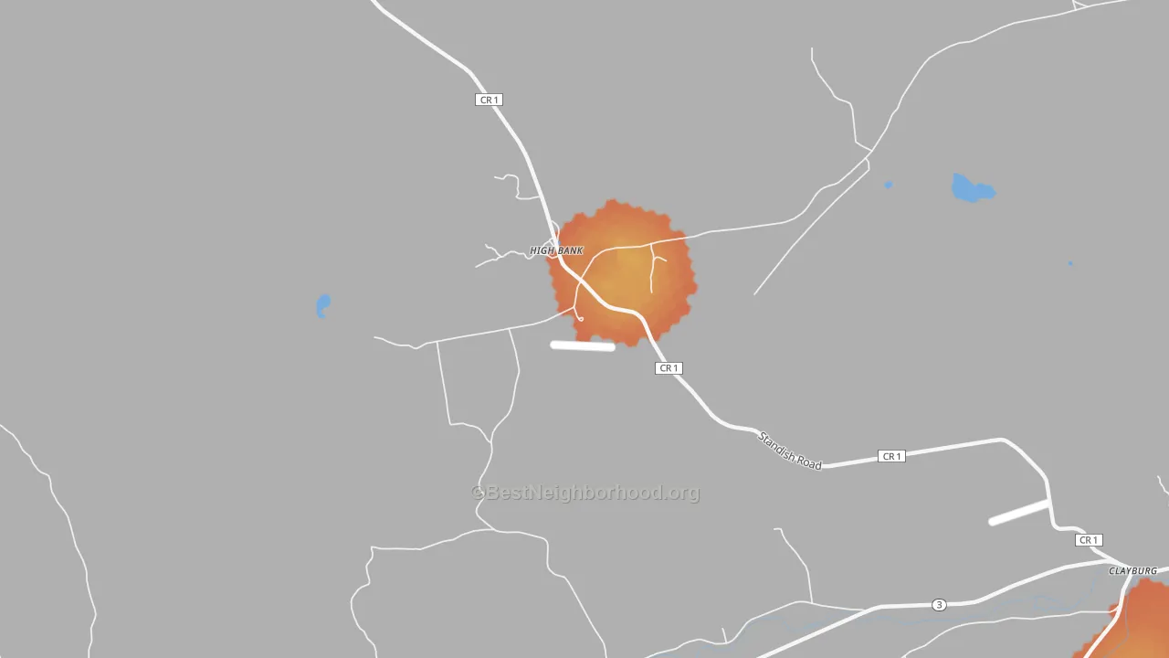 Bike Grade map of High Bank, NY