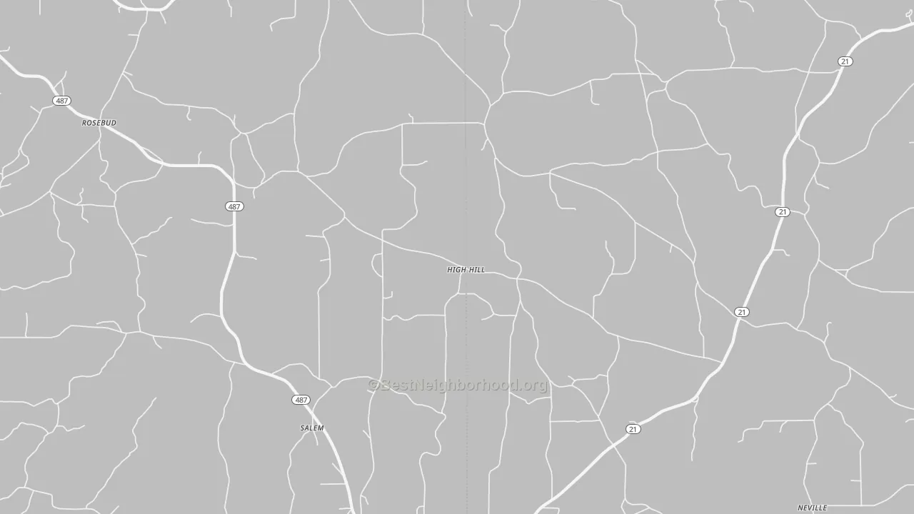 Bike Grade map of High Hill, MS