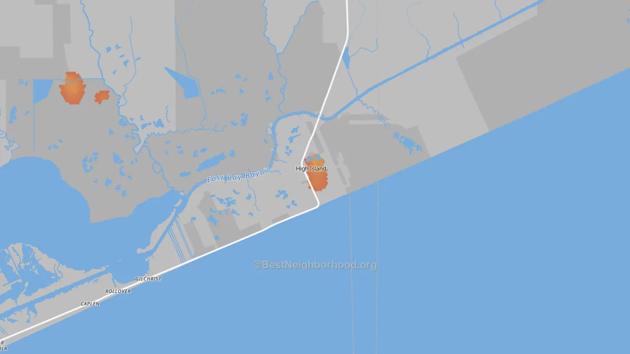 Bike Grade map of High Island, TX